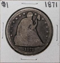 1871 $1 Seated Liberty Silver Dollar Coin