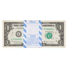 Pack of (100) Consecutive 2017 $1 Federal Reserve STAR Notes Dallas