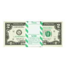 Pack of (100) Consecutive 2017A $2 Federal Reserve Star Notes San Francisco