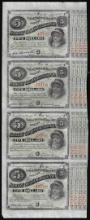 Uncut Sheet of (4) State of Louisiana Baby Bond Obsolete Notes