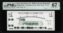 Circa 1970's Lincoln Memorial Giori Test Note PMG Superb Gem Uncirculated 67EPQ