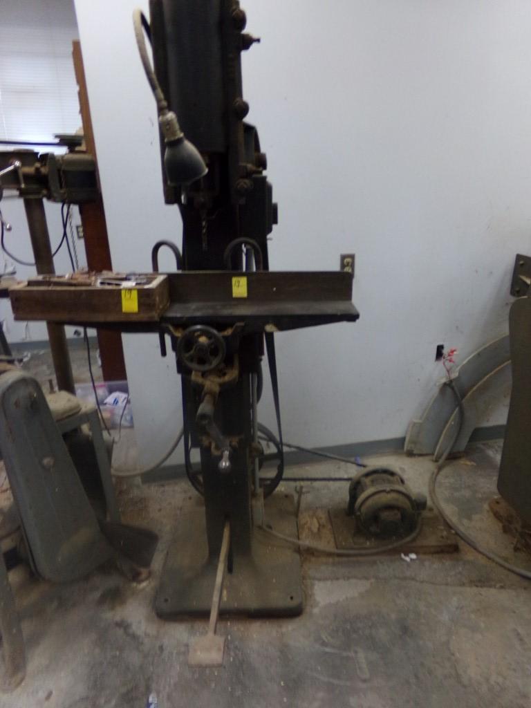 Mortising Machine, Flat Belt Machine Converted To Electric w/GE Motor, 220/