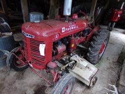 Farmall A Tractor, WFE, Rear Wheel Weights, w/Woods RM60 Belly Mower, Manua