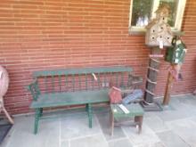 Group of Decorations On Front Porch - (2) Birdhouses, Cement Frong, Welcome