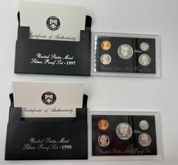 1995-1998 US Mint Silver Proof Sets in original packaging