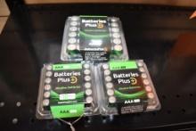 (3) 36 PACKS OF BATTERIES PLUS BATTERIES, (2) AAA