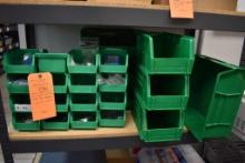 SMALL GREEN PLASTIC PARTS ORGANIZER BINS,