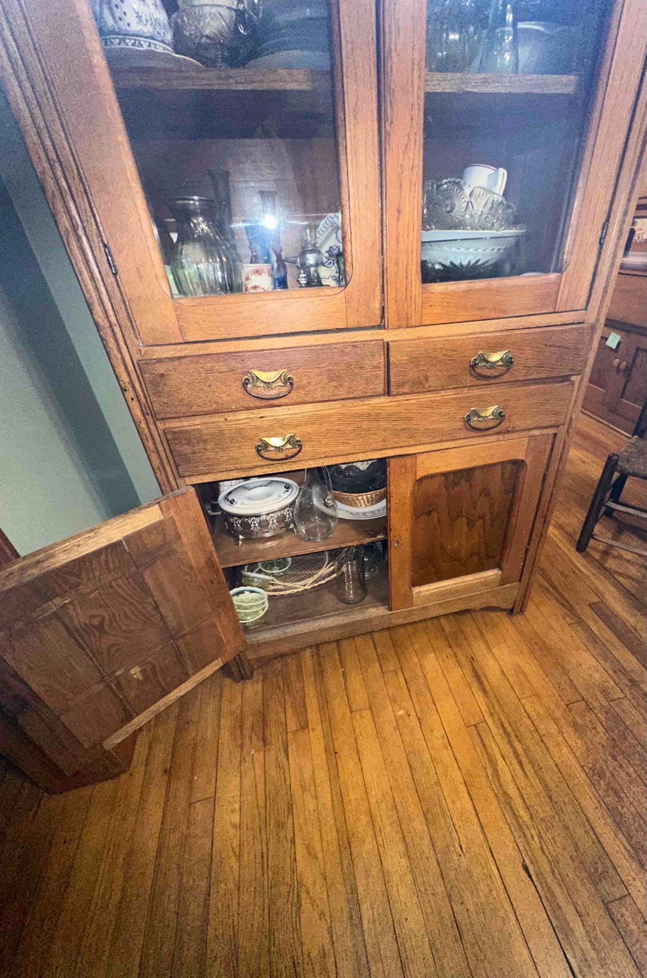 ANTIQUE CHINA CABINET (without contents)