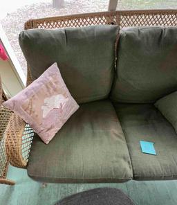 WICKER LIKE LOVE SEAT WITH CUSHIONS