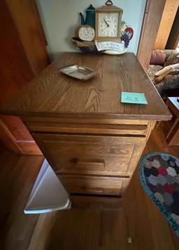 WOODEN FILE CABINET PLUS MISC