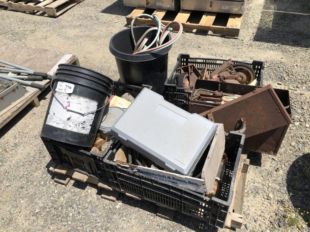 Pallet of Misc Items, Including Metal Casters,