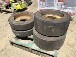 (2) 18x7x12 1/8 Solid Tires & Rims,