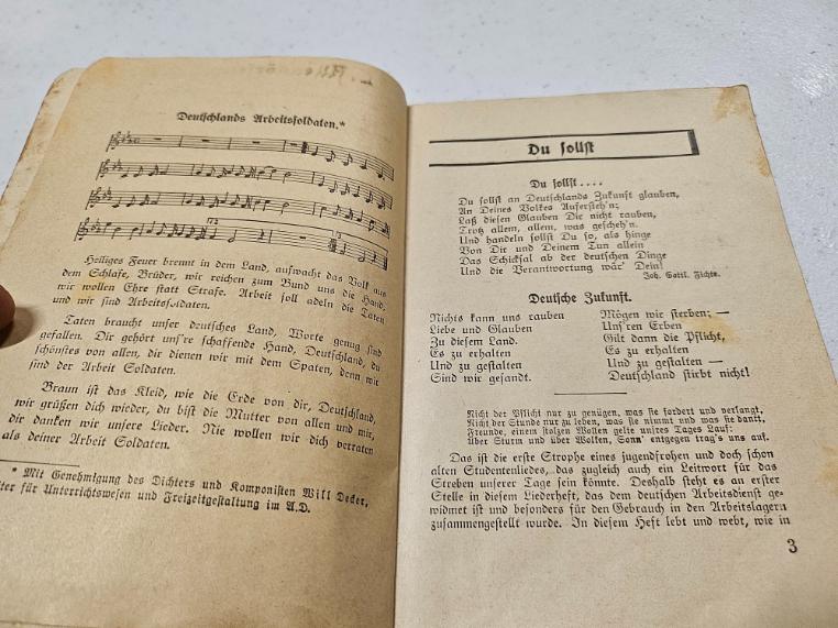 Authentic Nazi Germany Songbook "arbeitsdienft liederbuch"