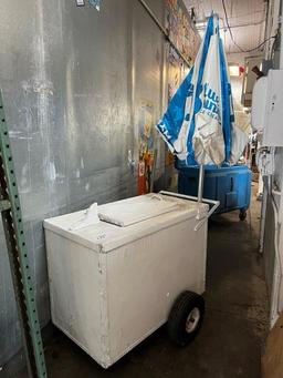 Portable Ice Cream Push Cart and "Blue Bunny" Umbrella