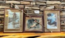 Trio Framed Bev Doolittle Wall Art and Beaded Arrow