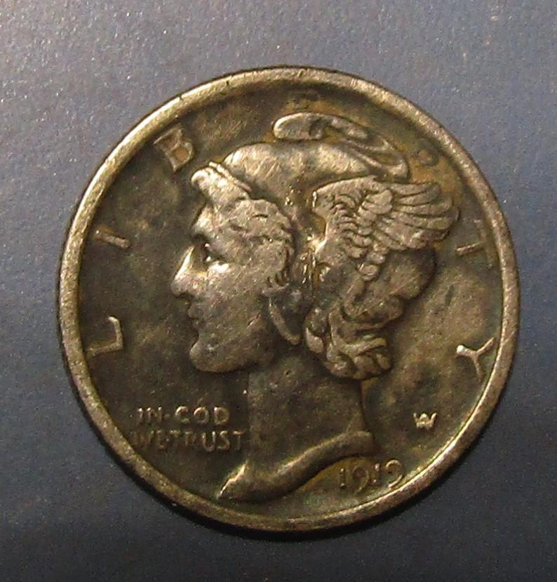 1919 MERCURY DIME AU (DARK)