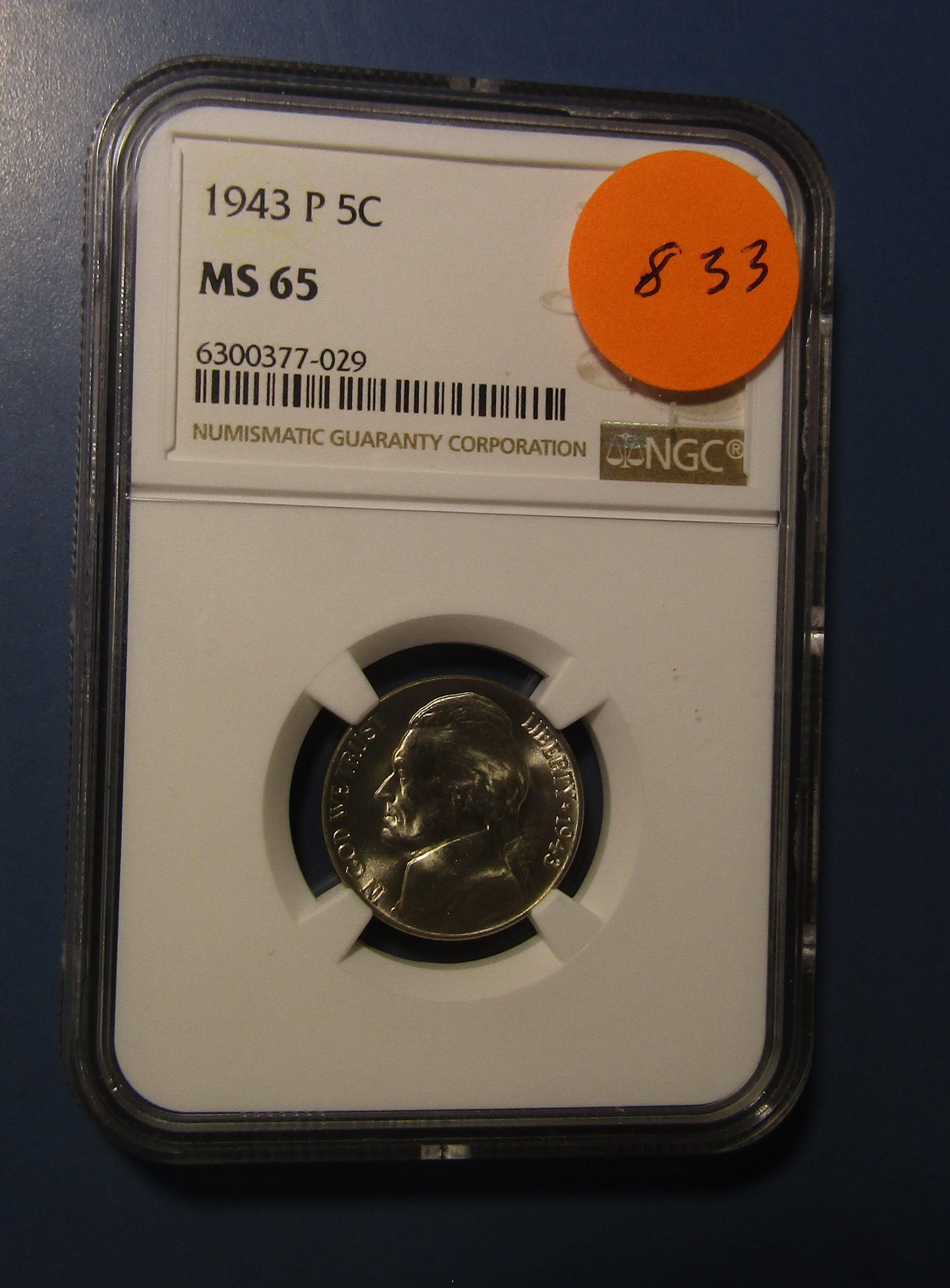 1943-P SILVER JEFFERSON NICKEL NGC MS-65