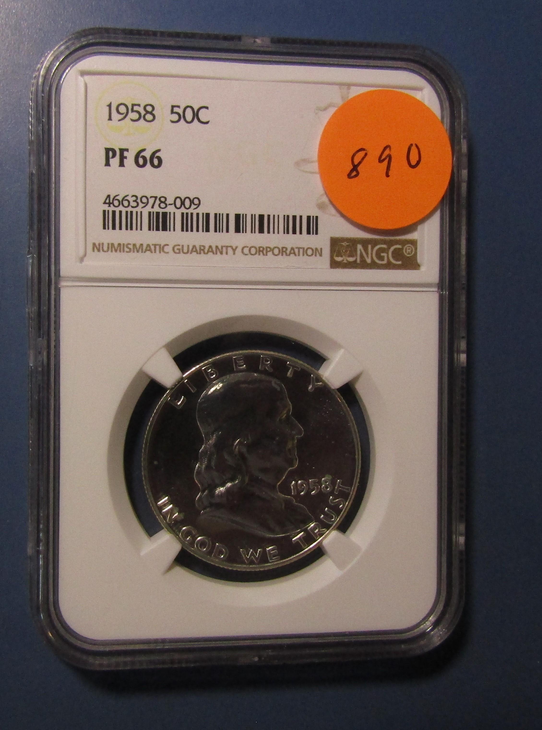 1958 FRANKLIN HALF DOLLAR NGC PROOF-66