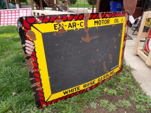 EN-AR-CO Motor Oil White Rose Gasoline Chalkboard Porc. Sign
