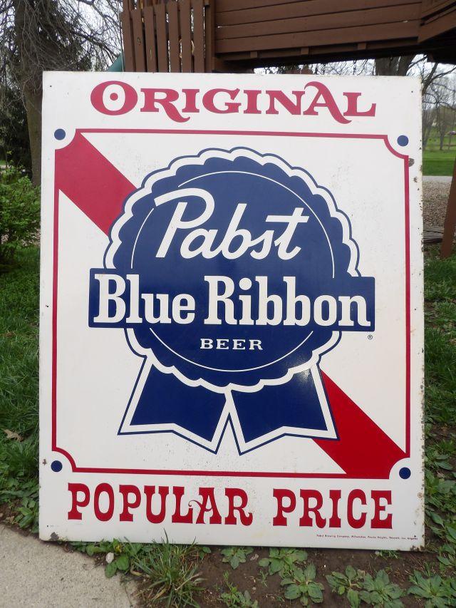 Original Pabst Blue Ribbon Beer Popular Price 1974 Sign