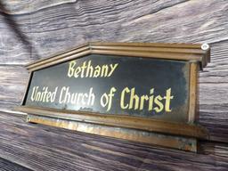 Bethany United Church of Christ Copper Framed Sign