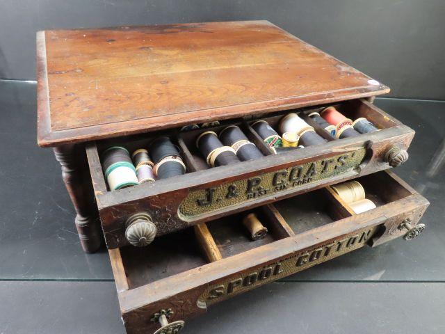 J. & P. Coats Wooden Spool Cabinet