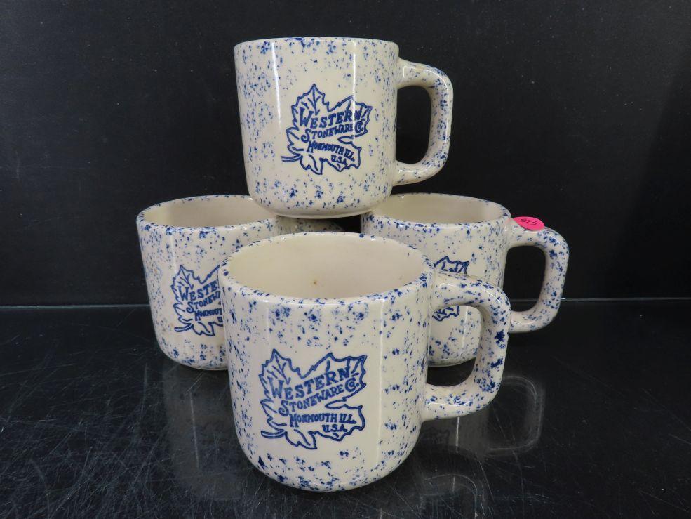 Lot of (4) Western Stoneware Coffee Mugs