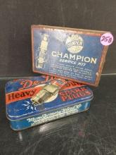 Lot of (2) Spark Plug Tins