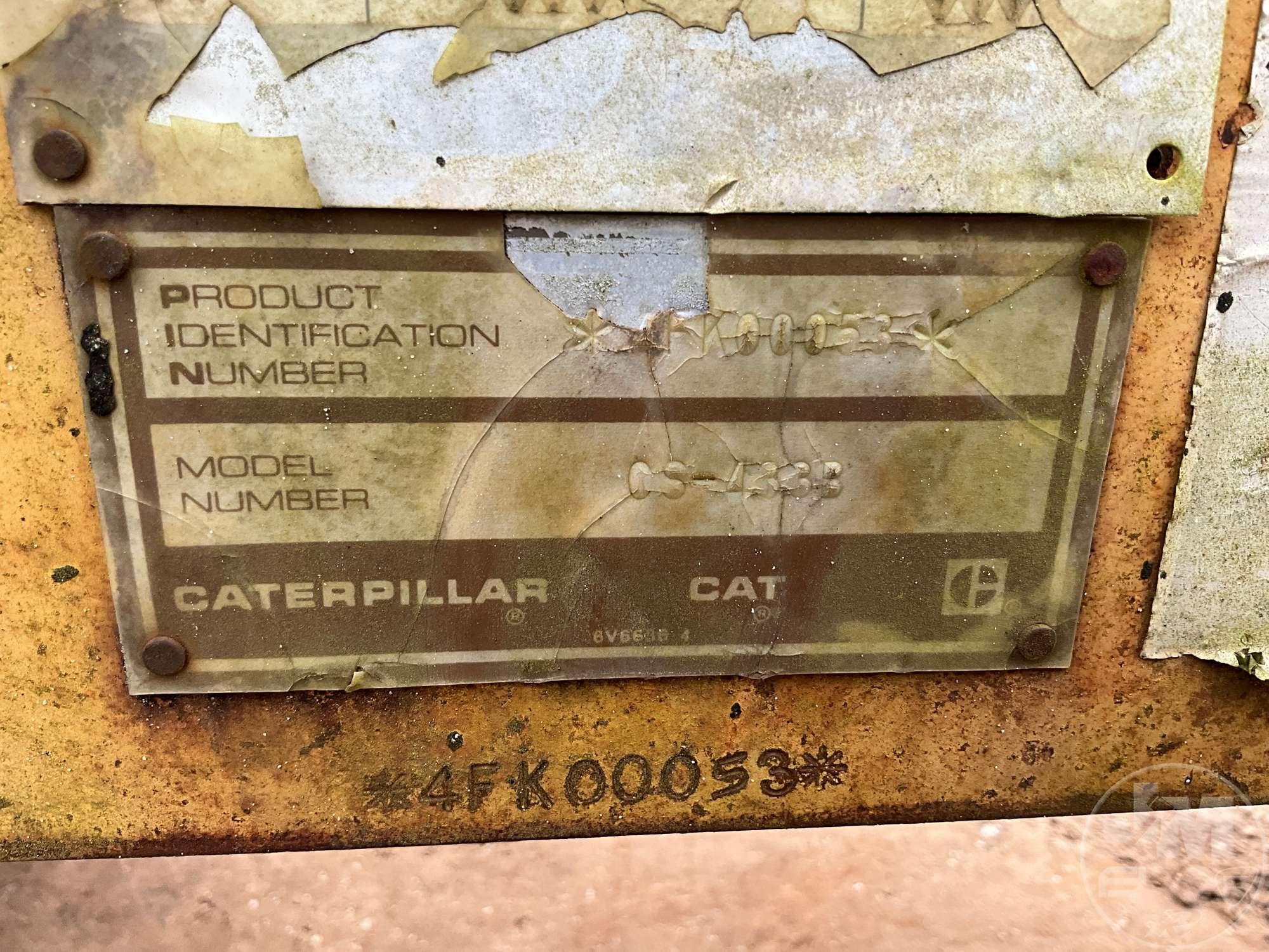 1992 CATERPILLAR CS-433B SINGLE DRUM VIBRATORY ROLLER SN: 4FK00053