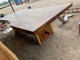 8' SLAB LIVE EDGE TABLE, TEAK WOOD