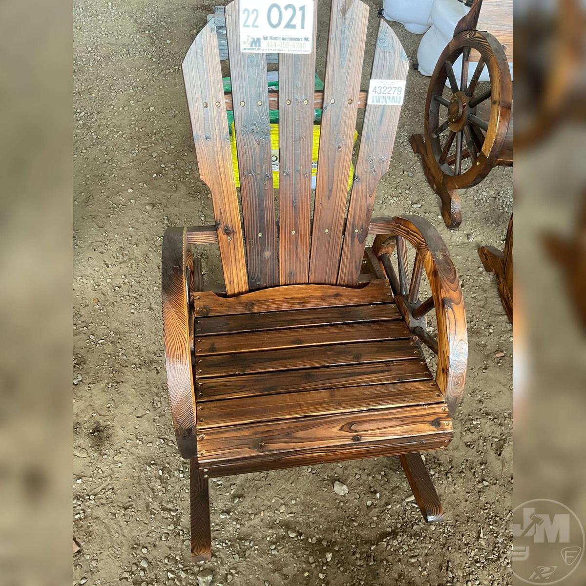 WOODEN WAGON WHEEL ROCKING CHAIR