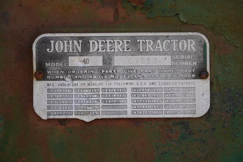 1955 John Deere 40W Tractor