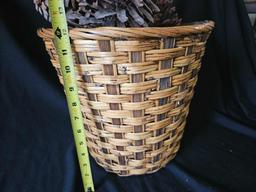 LARGE VINTAGE WOVEN BASKET WITH CURIOUSLY LARGE PINECONES