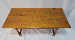 Tiger Maple Coffee Table with Breadboard Style Top