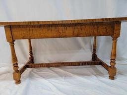 Tiger Maple Coffee Table with Breadboard Style Top