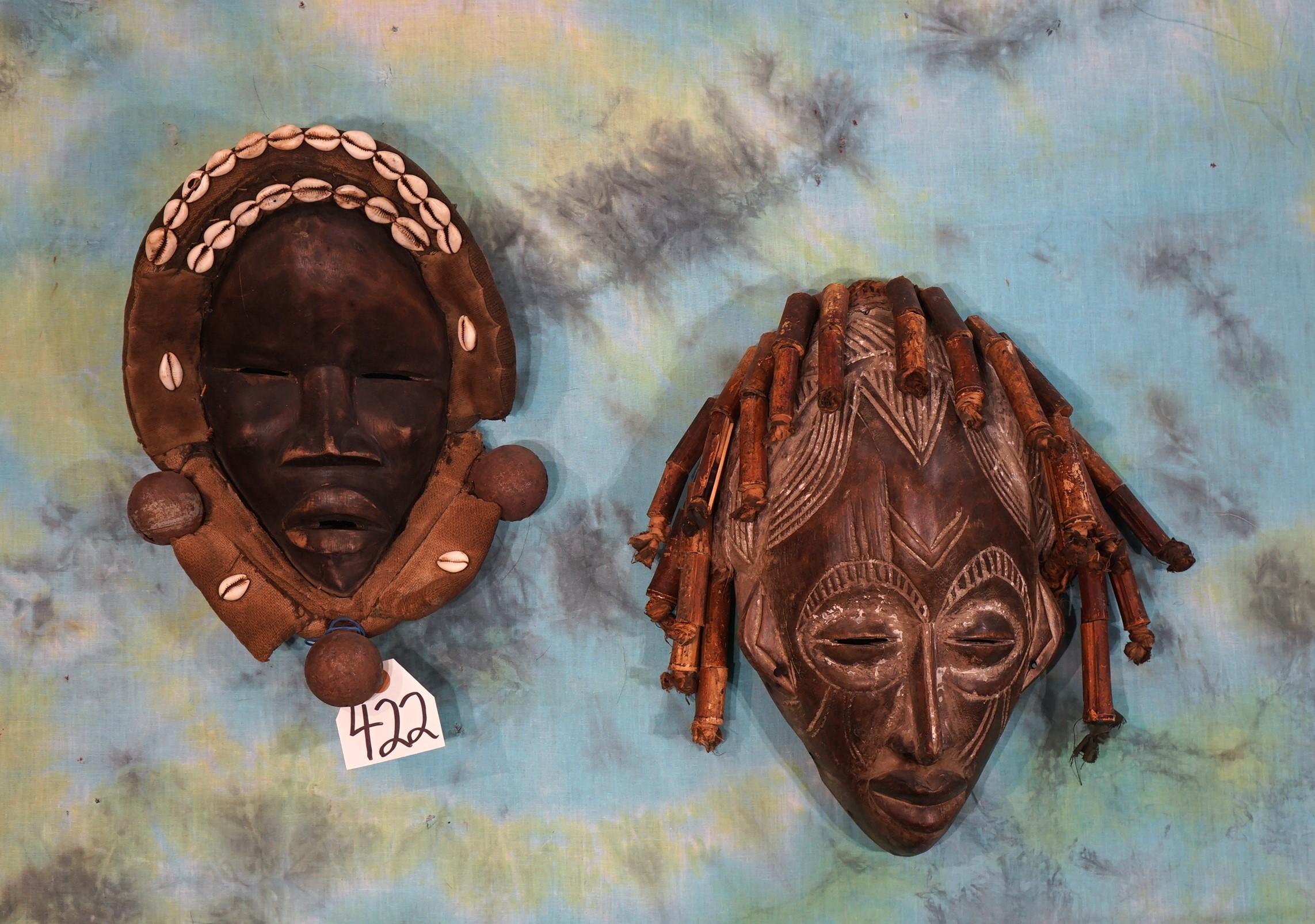 Two West African Handmade Antique Mask