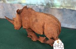 African Wood Carving of  White Rhino