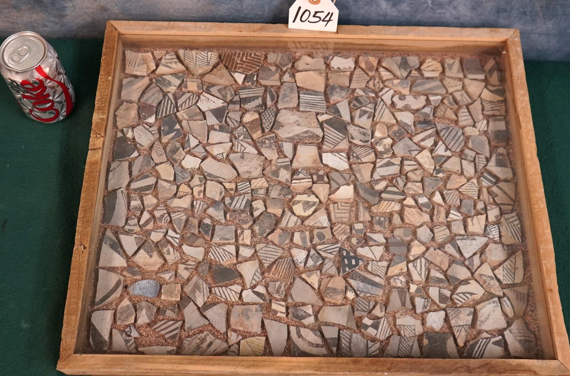 Shadow Box Frame of Authentic Anasazi Indian Pottery Shard Artifacts