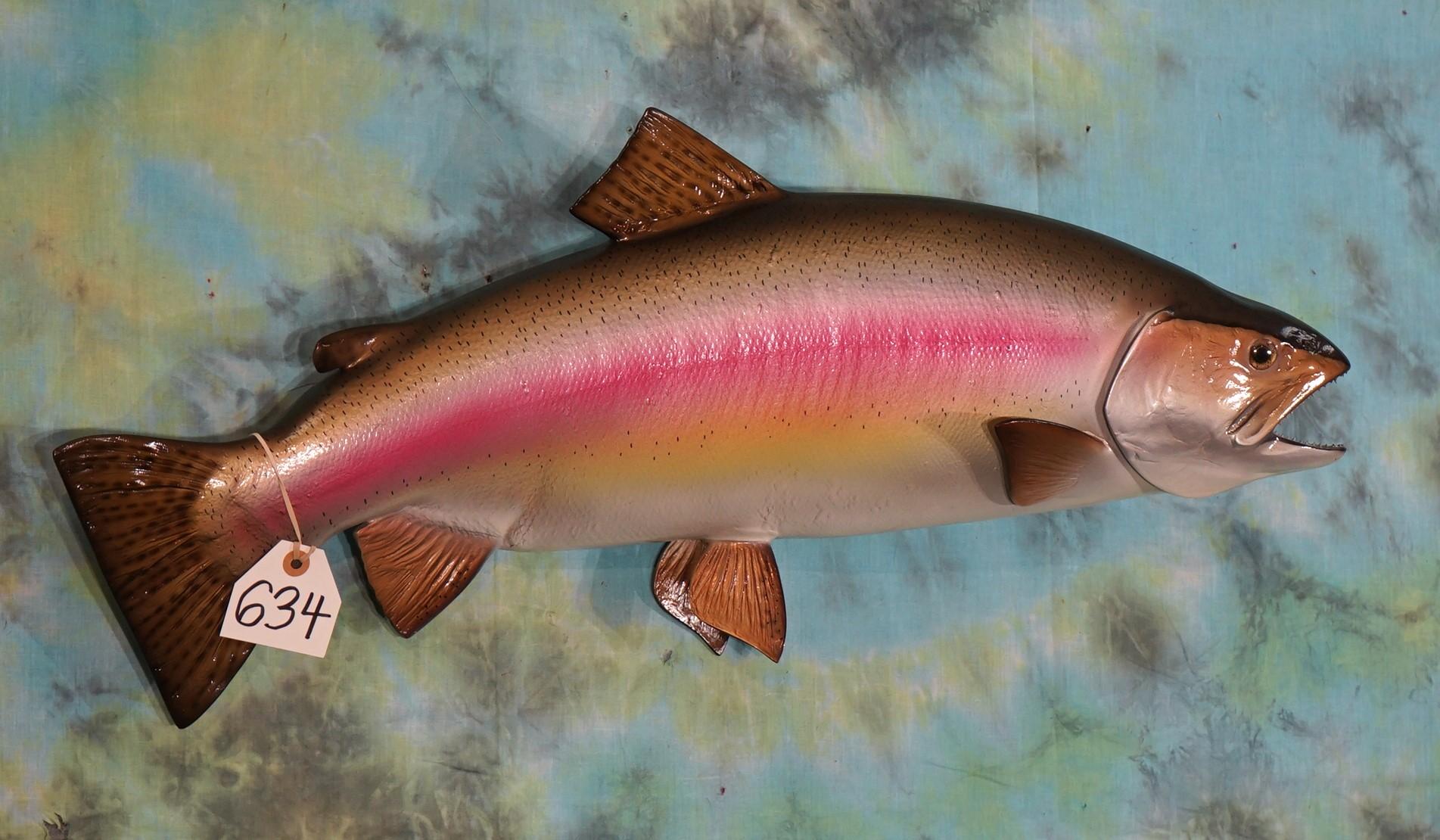 Brand New 29 1/2" Monster Rainbow Trout Fiberglass Reproduction Taxidermy Fish Mount