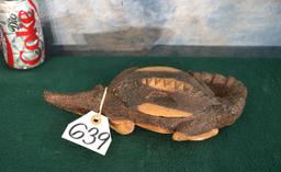 Wood Carved Crocodile Jewelry Box or Candy Dish