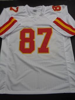 Travis Kelce Kansas City Chiefs Autographed Custom Football Jersey GA coa