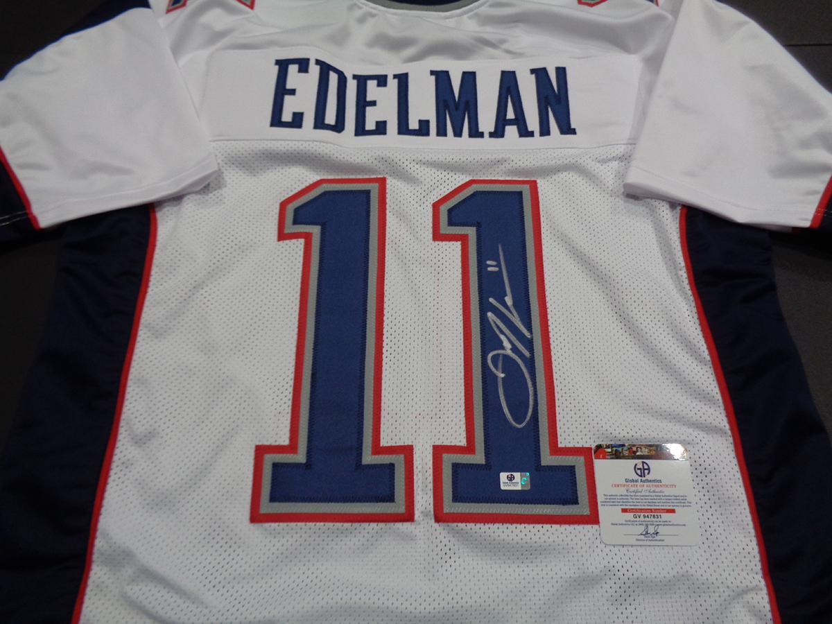 Julian Edelman New England Patriots Autographed Custom Football Jersey GA coa