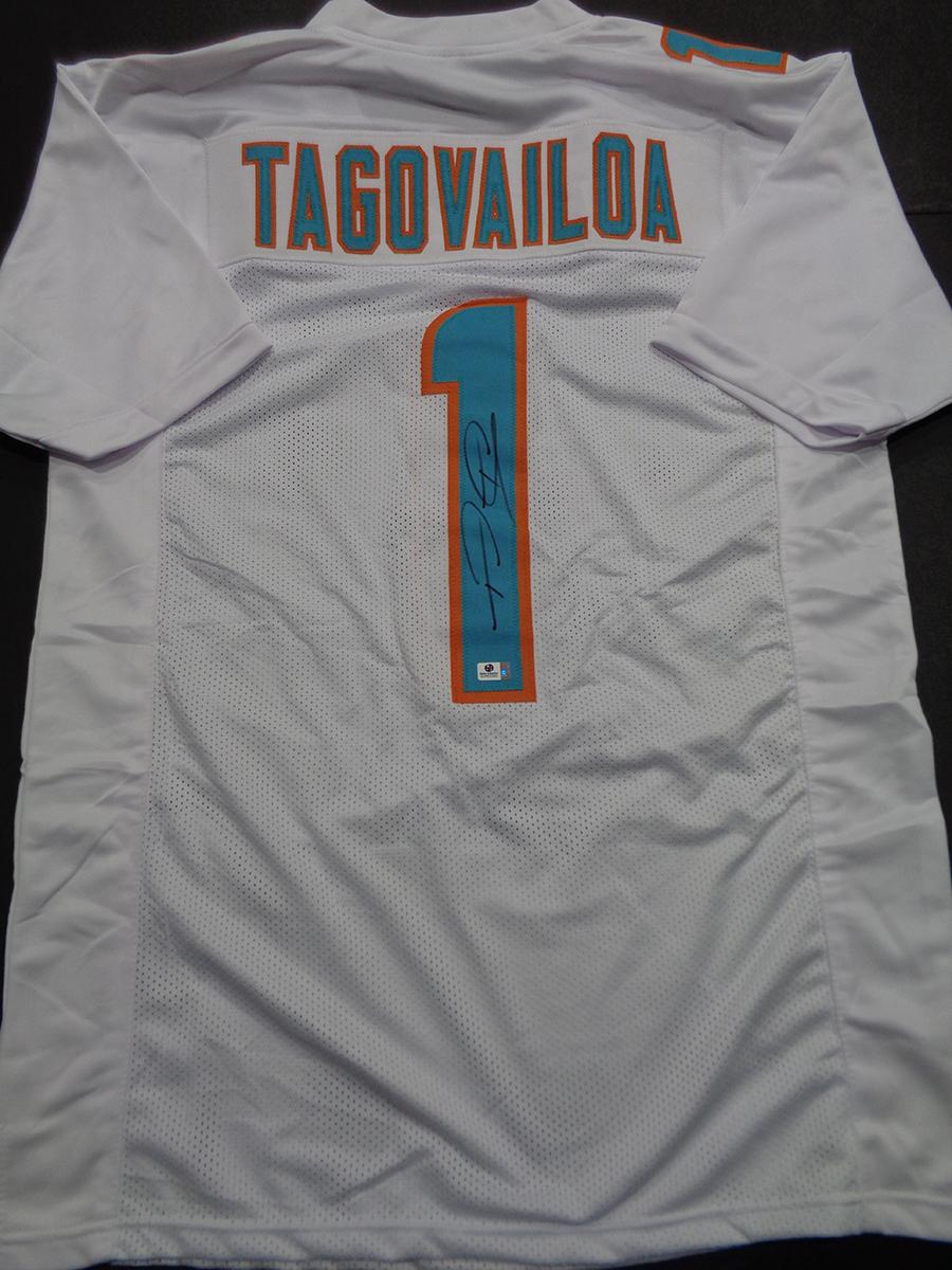 Tua Tagovailoa Miami Dolphins Autographed Custom Football Jersey GA coa