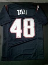 Jehlani Tavai New England Patriots Autographed Custom Football Jersey Beckett Hologram