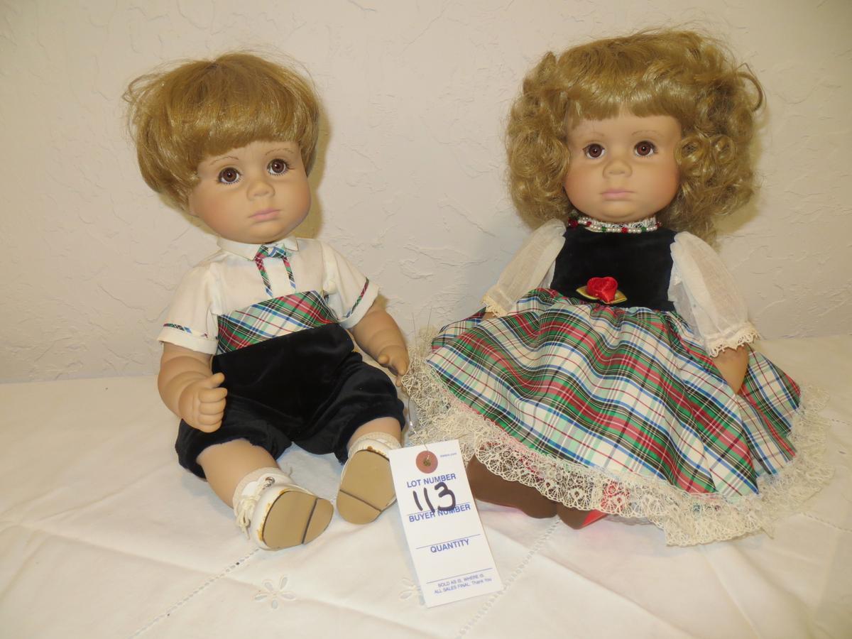 Pat Secrist boy and girl doll signed with the #8