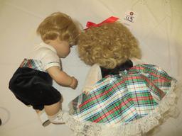 Pat Secrist boy and girl doll signed with the #8