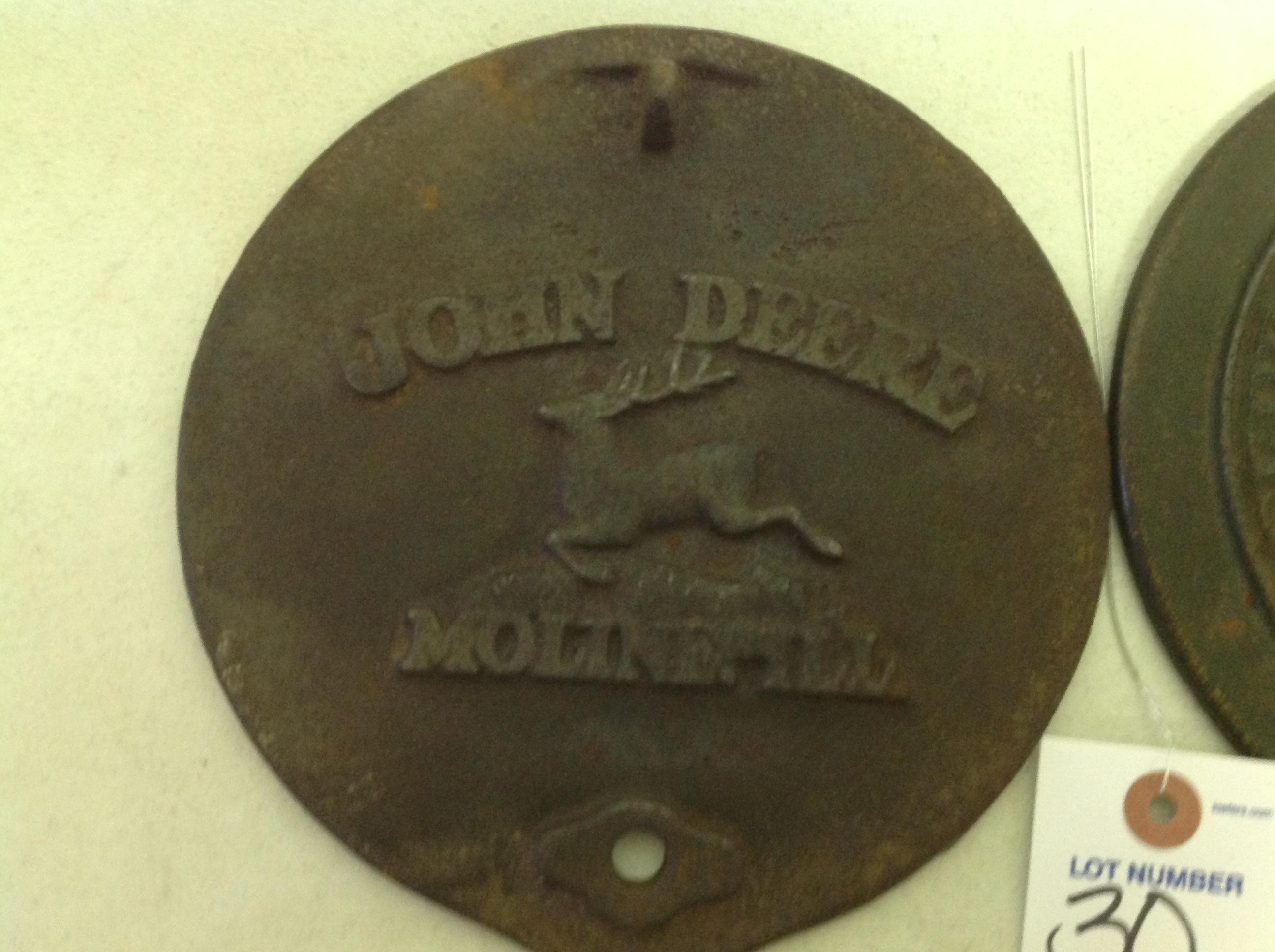 2 John Deere kettle stove top lids, Moline Ill, John Deere & Mansur company