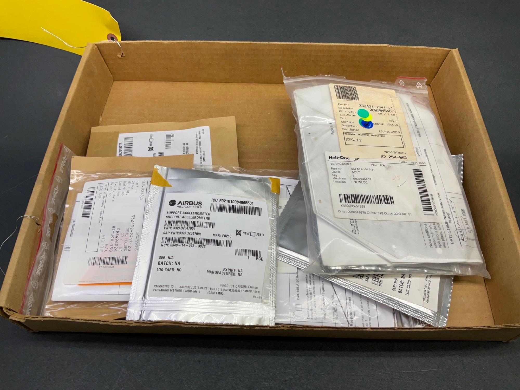 BOXES OF NEW MAIN ROTOR/TAIL ROTOR EXPENDABLES 332A31-1553-02, 332A32-2415-20, 332A31-1341-21,