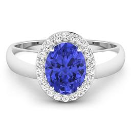 14KT White Gold 1.41ct Tanzanite and Diamond Ring