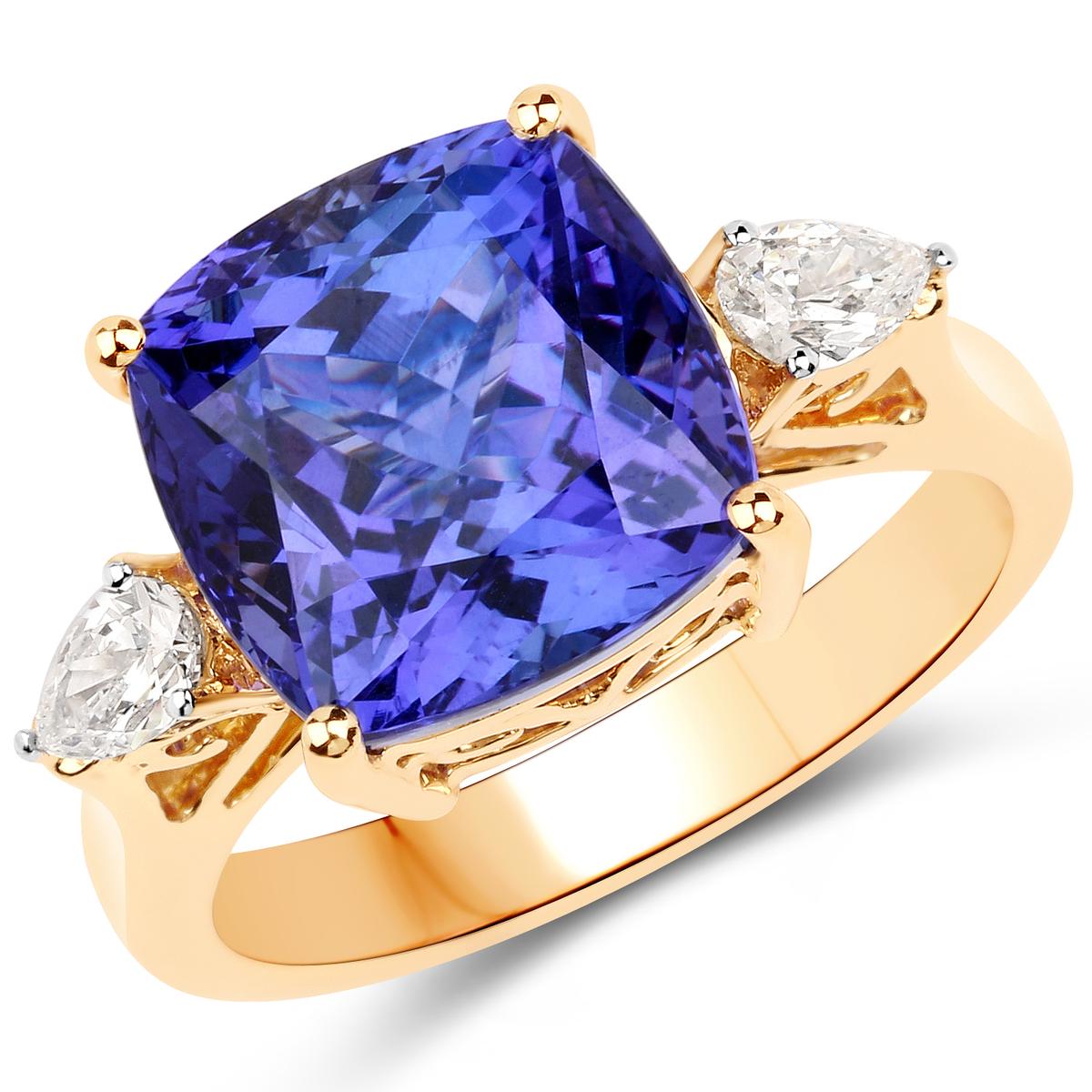 18KT Yellow Gold 8.74ct Tanzanite and Diamond Ring